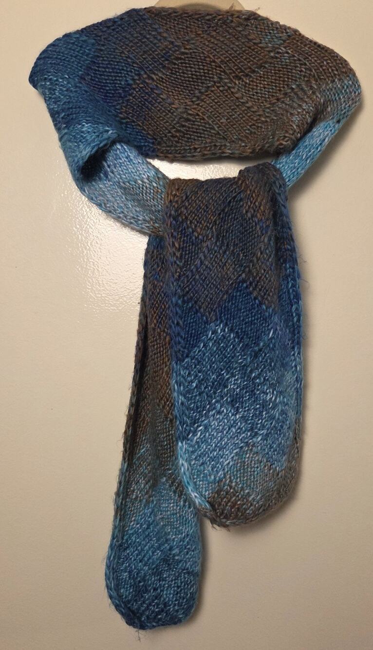 PrAna Chunky Multi Color Knit Scarf Blue Teal Brown Heavy Winter Wrap 6x80 Long